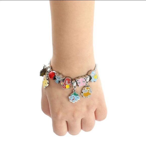 Silver Plated Pokemon Themed Charm Bracelet - Picture 3 of 4